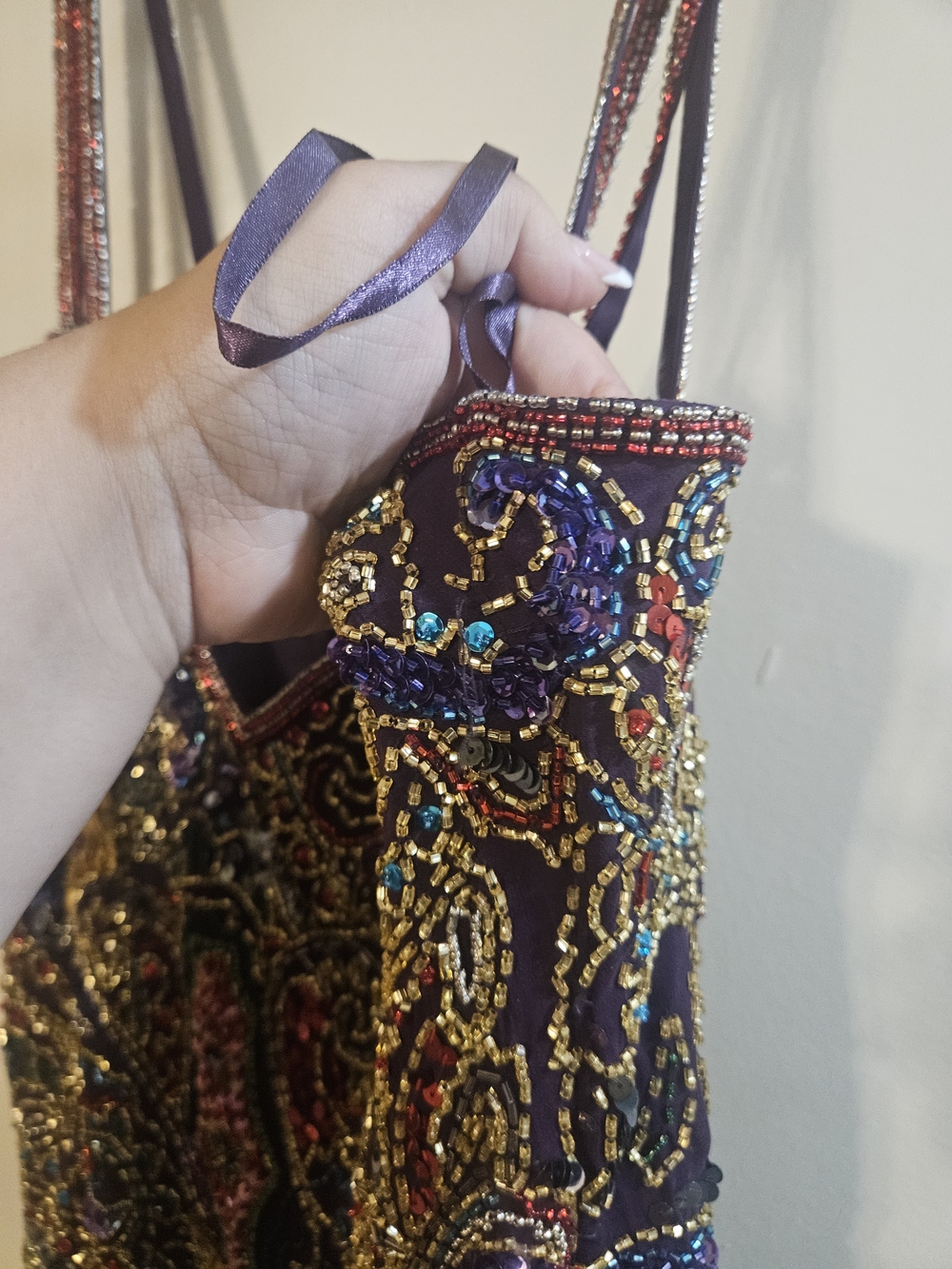 Vintage Beaded Embroidered Paisley Slip Dress - Multicolor - Picture 3 of 3